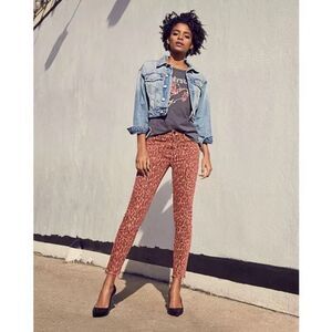 MOTHER Looker High-Rise Leopard Ankle Fray Skinny Jeans in Animal Attraction Siz